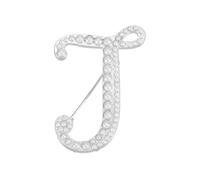 PATIKIL Letter Brooch Pins, Pearl Initial Alphabet J Letter Lapel Badges Pin, Silver Tone