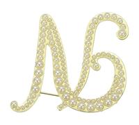PATIKIL Letter Brooch Pins, Pearl Initial Alphabet N Letter Lapel Badges Pin for Women Men Girl Wife Suits Clothes Dress Bouquet Coat Hat Bag Craft Party, Gold Tone