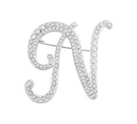 PATIKIL Letter Brooch Pins, Pearl Initial Alphabet N Letter Lapel Badges Pin, Silver Tone
