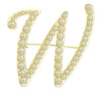PATIKIL Letter Brooch Pins, Pearl Initial Alphabet W Letter Lapel Badges Pin for Women Men Girl Wife Suits Clothes Dress Bouquet Coat Hat Bag Craft Party, Gold Tone
