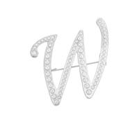 PATIKIL Letter Brooch Pins, Pearl Initial Alphabet W Letter Lapel Badges Pin, Silver Tone