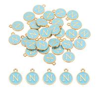PATIKIL Letter Charm, 30 Pcs Capital Initial Alphabet N Letter Charm Double Sided Pendant Pendants for Bracelet DIY Jewelry Making Necklace, Blue
