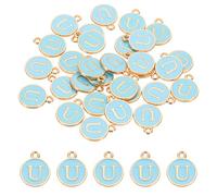 PATIKIL Letter Charm, 30 Pcs Capital Initial Alphabet U Letter Charm Double Sided Pendant Pendants for Bracelet DIY Jewelry Making Necklace, Blue
