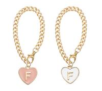 PATIKIL Letter Charm Accessories, 2PCS Heart Shape Name ID Accessories for Stanley Tumbler Cup Decoration, Pink&White, Letter F