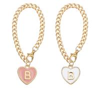 PATIKIL Letter Charm Accessories, 2PCS Heart Shape Name ID Accessories for Stanley Tumbler Cup Decoration, Pink&White, Letter B