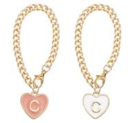 PATIKIL Letter Charm Accessories, 2PCS Heart Shape Name ID Accessories for Stanley Tumbler Cup Decoration, Pink&White, Letter C
