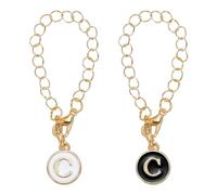 PATIKIL Letter Charm Accessories for Stanley Tumbler Cup, 2 Pack Initial Name ID Letter C Personalized Handle Charm for Modern Tumbler, White Black