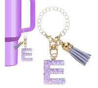 PATIKIL Letter Charm Accessories for Stanley Tumbler Cup, Letter E Keychain Handle Charm Cute Initial Letter with Tassel for Women Tumbler Cup Handle, Purple