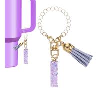 PATIKIL Letter Charm Accessories for Stanley Tumbler Cup, Letter I Keychain Handle Charm Cute Initial Letter with Tassel for Women Tumbler Cup Handle, Purple