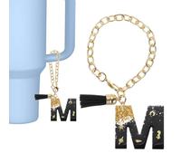 PATIKIL Letter Charm Accessories for Stanley Tumbler Cup, Letter M Keychain Handle Charm Cute Initial Letter with Tassel for Women Tumbler Cup Handle, Black