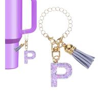 PATIKIL Letter Charm Accessories for Stanley Tumbler Cup, Letter P Keychain Handle Charm Cute Initial Letter with Tassel for Women Tumbler Cup Handle, Purple