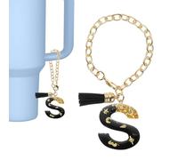 PATIKIL Letter Charm Accessories for Stanley Tumbler Cup, Letter S Keychain Handle Charm Cute Initial Letter with Tassel for Women Tumbler Cup Handle, Black