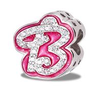 PATIKIL Letter Charm for Bracelets, Silver Alphabet Initial Letter B Bead Charm for Women DIY Gifts Jewelry Making Necklace Pendant, Pink
