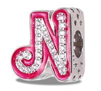 PATIKIL Letter Charm for Bracelets, Silver Alphabet Initial Letter N Bead Charm for Women DIY Gifts Jewelry Making Necklace Pendant, Pink
