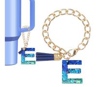 PATIKIL Letter Charm for Stanley Tumbler Cup, Cute Initial E Charm Accessories for Stanley Tumbler Handle Keychain Personalized Charm for Women, Blue