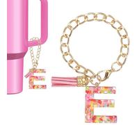 PATIKIL Letter Charm for Stanley Tumbler Cup, Cute Initial E Charm Accessories for Stanley Tumbler Handle Keychain Personalized Charm for Women, Pink