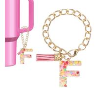 PATIKIL Letter Charm for Stanley Tumbler Cup, Cute Initial F Charm Accessories for Stanley Tumbler Handle Keychain Personalized Charm for Women, Pink
