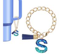 PATIKIL Letter Charm for Stanley Tumbler Cup, Cute Initial S Charm Accessories for Stanley Tumbler Handle Keychain Personalized Charm for Women, Blue