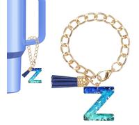 PATIKIL Letter Charm for Stanley Tumbler Cup, Cute Initial Z Charm Accessories for Stanley Tumbler Handle Keychain Personalized Charm for Women, Blue