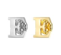 PATIKIL Letter E Lapel Pins, 2 Pack Initial Alphabet Collar Pins Letter Copper Brooch Pins for Mens & Womens Shirt Dress Suits Business Events, Gold/Silver