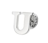 PATIKIL Letter Lapel Pins, Initial Alphabet Collar Pins Letter Brooch Pins for Women Men Shirt Dress Suits Coat Collar, Silver Tone, Letter U