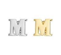 PATIKIL Letter m Lapel Pins, 2 Pack Initial Alphabet Collar Pins Letter Copper Brooch Pins for Mens & Womens Shirt Dress Suits Business Events, Gold/Silver