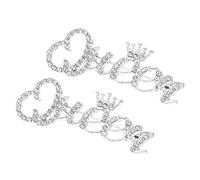 PATIKIL Letter Queen Crystal Safety Decorative Pin Brooch Clip Clasp Pin, 2Pcs Anti Exposure Enamel for Women Sweaters, Shawls, Collars, Dress, Silver