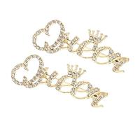 PATIKIL Letter Queen Crystal Safety Decorative Pin Brooch Clip Clasp Pin, 2Pcs Anti Exposure Enamel for Women Sweaters, Shawls, Collars, Dress, Golden