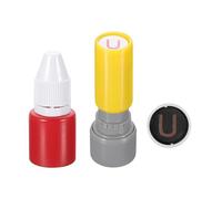 PATIKIL Letter Stamps Self Inking, Character U 7mm Alphabet Teacher Stamp Initial Stamp Mini Ink Stamp with Refill Ink for Class Notebook Scrapbooking DIY Craft, Yellow Shell