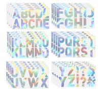 PATIKIL Letter Stickers 2.5 Inch, 240 Pcs/ 48 Sheets Self Adhesive Vinyl Large Alphabet Number Stickers for Arts DIY Crafts Home Mailbox Bulletin Classroom Decor, Laser Color