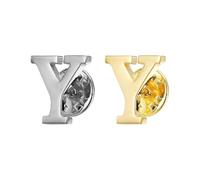 PATIKIL Letter Y Lapel Pins, 2 Pack Initial Alphabet Collar Pins Letter Copper Brooch Pins for Mens & Womens Shirt Dress Suits Business Events, Gold/Silver