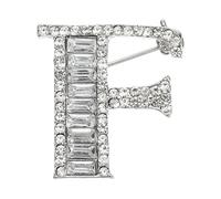 PATIKIL Letters Brooch Pins, Letter F Initial Rhinestone Brooch Metal Broaches Pins for Women Men Breastpin Gifts Jewelry, Silver