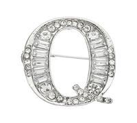 PATIKIL Letters Brooch Pins, Letter Q Initial Rhinestone Brooch Metal Broaches Pins for Women Men Breastpin Gifts Jewelry, Silver