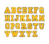 PATIKIL Letters Patches, 26 Pcs Initial Letter A-Z Iron on Patch Embroidered Fabric 2.76 Inch Alphabet Stickers for Clothes Hats Makeup Bags DIY, Yellow