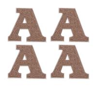 PATIKIL Letters Patches, 4 Pcs Initial Letter A Iron on Patch Embroidered Fabric 2.36 Inch Alphabet Stickers for Clothes Hats Makeup Bags DIY, Brown