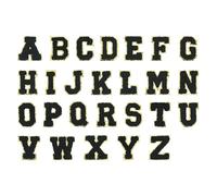 PATIKIL Letters Patches, 52 Pcs Initial Letter A-Z Iron on Patch Embroidered Fabric Alphabet Stickers for Clothes Hats Makeup Bags DIY, Black