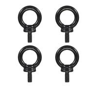 PATIKIL Lifting Eye Bolts M6 X12mm / 1/4" x 1/2", 4 Pcs 304 Stainless Steel Shoulder Ring Threaded Screw Machinery Shoulder Eyebolt for Lifting Hanging, Black