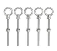 PATIKIL Lifting Eye Bolts UNC1/4"-20, 5 Pcs 316 Stainless Steel Marine Grade Machinery Shoulder Lifting Ring Threaded Eyebolt with Washer & Nut for Hanging Tie Down Strap, Silver
