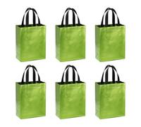PATIKIL Light Green Gift Bags with Laser Coating, 6pcs Reusable Goodie Bags with Handle for Wedding Birthday Party Shopping Cosmetic, 8" x 4" x 10"