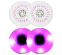 PATIKIL Light Up Inline Skate Wheels 80mm, 4Pcs LED Flashing Inline Roller Wheels 90A PU with Bearings for Indoor/Outdoor Scooter Replacement, Pink
