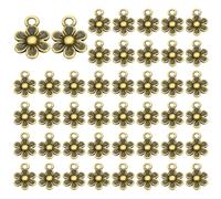 PATIKIL Little Flower Charm, 50 Pcs Alloy Vintage Small Flower Pendant for DIY Crafts, Dark Bronze, 0.5 x 0.4 Inch