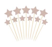 PATIKIL Little Star Cupcake Toppers, 50 Pcs Star Cupcake Picks Birthday Cake Decorations for Wedding Engagement Bridal Shower Party Supplies, Champagne
