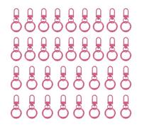 PATIKIL Lobster Claw Clasps Keychain, 30 Pcs Metal Lobster Clasp Hook with Swivel Trigger Clips Flat Split Keychain Ring for Jewelry DIY Craft Key Chain Accessories, Rose Red