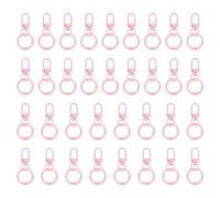 PATIKIL Lobster Claw Clasps Keychain, 30 Pcs Metal Lobster Clasp Hook with Swivel Trigger Clips Flat Split Keychain Ring for Jewelry DIY Craft Key Chain Accessories, Pink