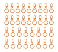 PATIKIL Lobster Claw Clasps Keychain, 30 Pcs Metal Lobster Clasp Hook with Swivel Trigger Clips Flat Split Keychain Ring for Jewelry DIY Craft Key Chain Accessories, Orange