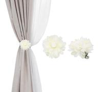 PATIKIL Lotus Flower Curtain Tieback Clips, 2 Pcs Artificial Floral Curtains Clips, Modern Curtain Holder Buckles, Window Drapery Decorative Clip for Home, Room, Office, White