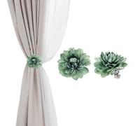 PATIKIL Lotus Flower Curtain Tieback Clips, 2 Pcs Artificial Floral Curtains Clips, Modern Curtain Holder Buckles, Window Drapery Decorative Clip for Home, Room, Office, Emerald