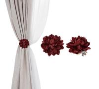 PATIKIL Lotus Flower Curtain Tieback Clips, 2 Pcs Artificial Floral Curtains Clips, Modern Curtain Holder Buckles, Window Drapery Decorative Clip for Home, Room, Office, Wine Red