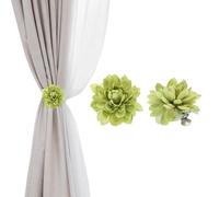 PATIKIL Lotus Flower Curtain Tieback Clips, 2 Pcs Artificial Floral Curtains Clips, Modern Curtain Holder Buckles, Window Drapery Decorative Clip for Home, Room, Office, Green