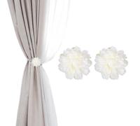 PATIKIL Lotus Flower Curtain Tiebacks, 2 Pcs Artificial Floral Curtain Tie Clips, Modern Curtain Holder Buckles, Window Drapery Decorative Clips for Home, Room, Office, White